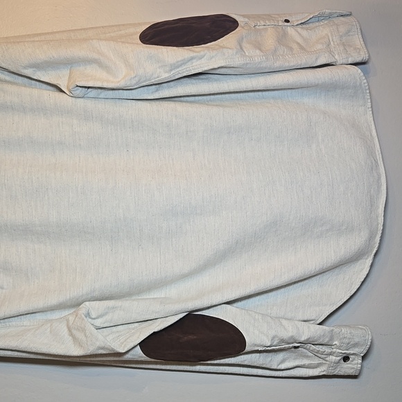 J. Crew White Heathered Chamois Elbow-Patch Botton Down Flannel Cotton Shirt - Picture 8 of 15